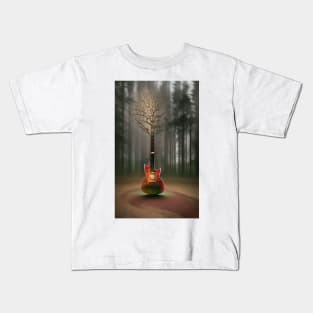 Acoustic Guitar Tree Of Life Guitar Player Nature Guitarist Kids T-Shirt